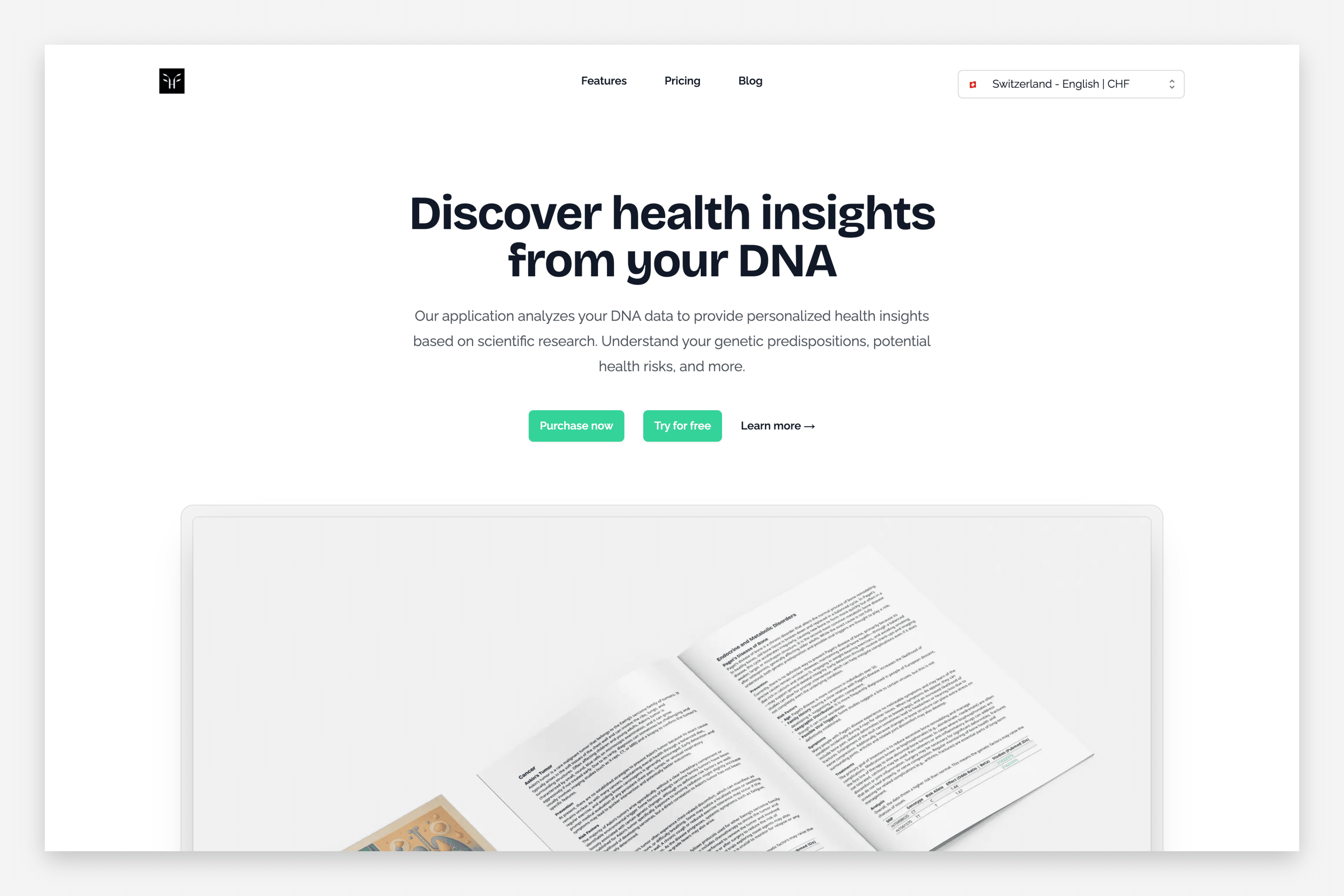 The Full Human Health homepage: discover health insights from your DNA